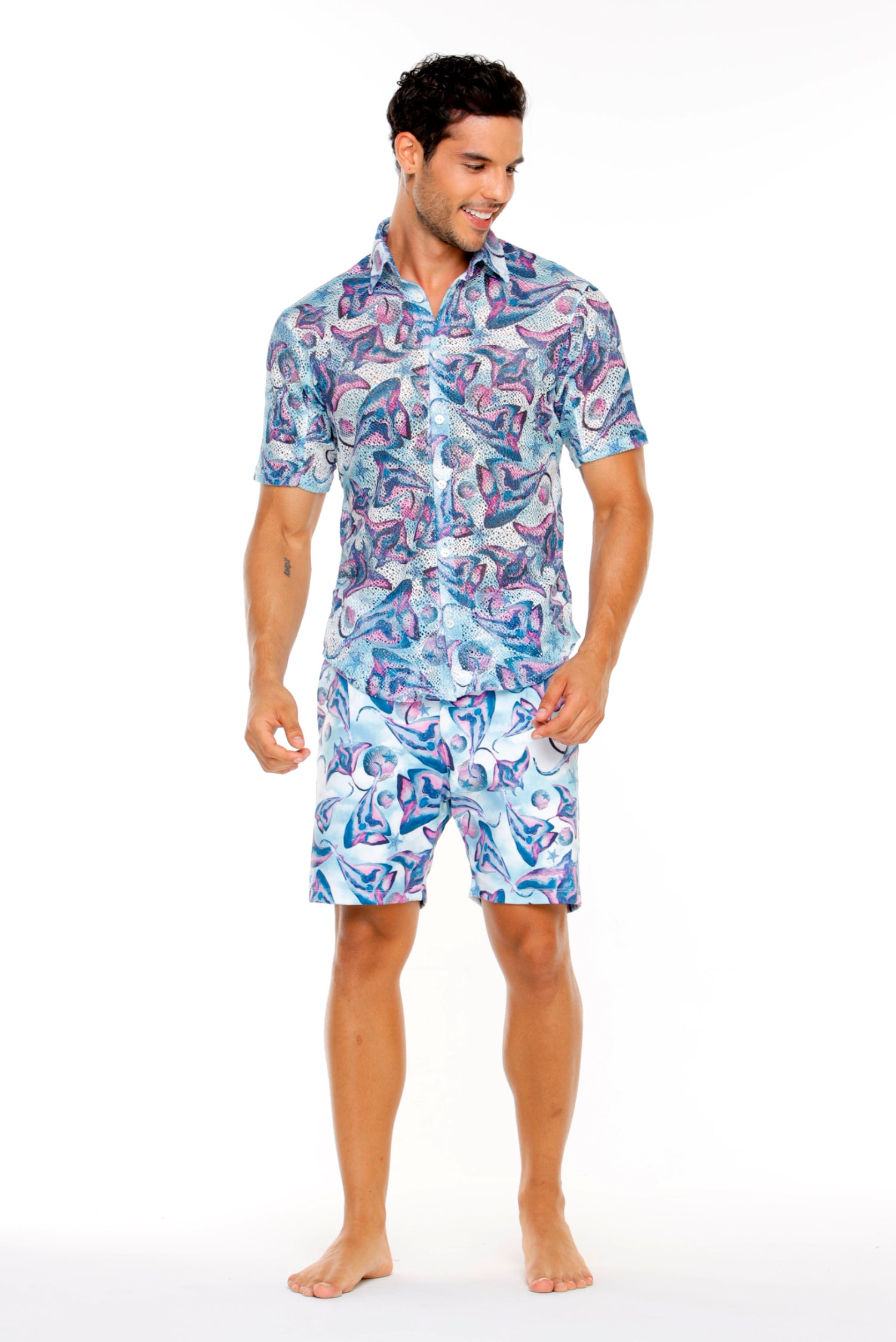 BERMUDA TALO ESTAMPADO AZUL