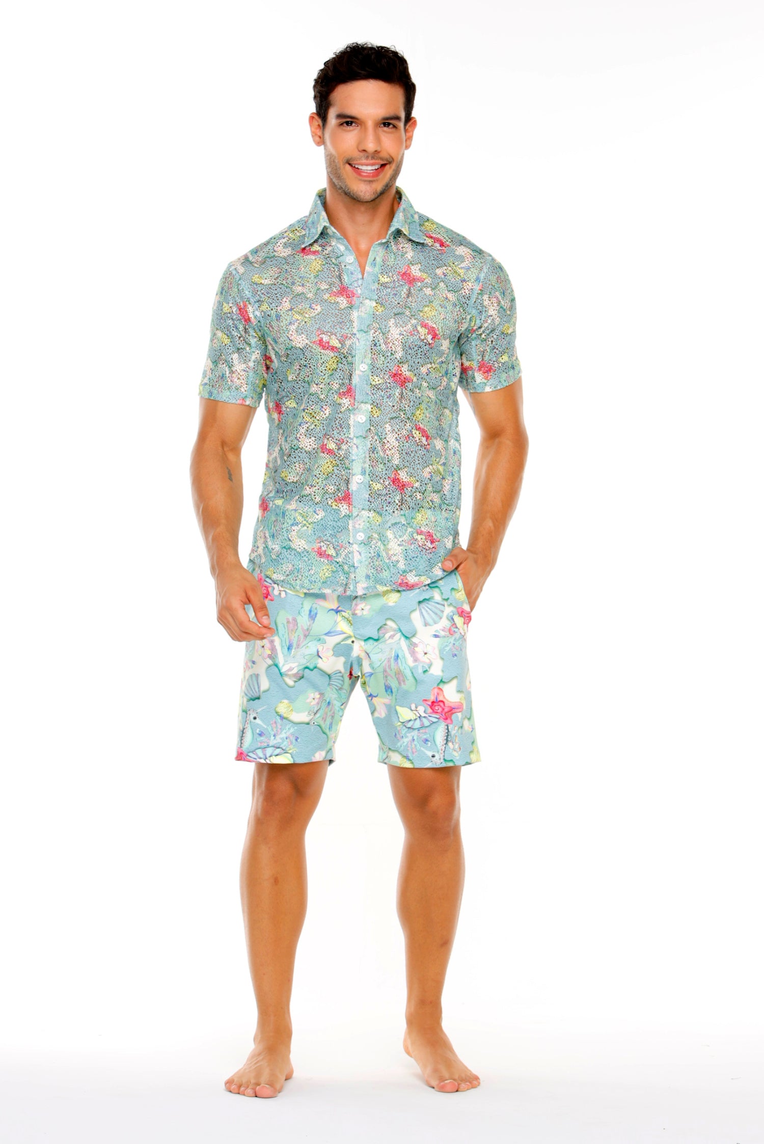 BERMUDA TALO ESTAMPADO MENTA