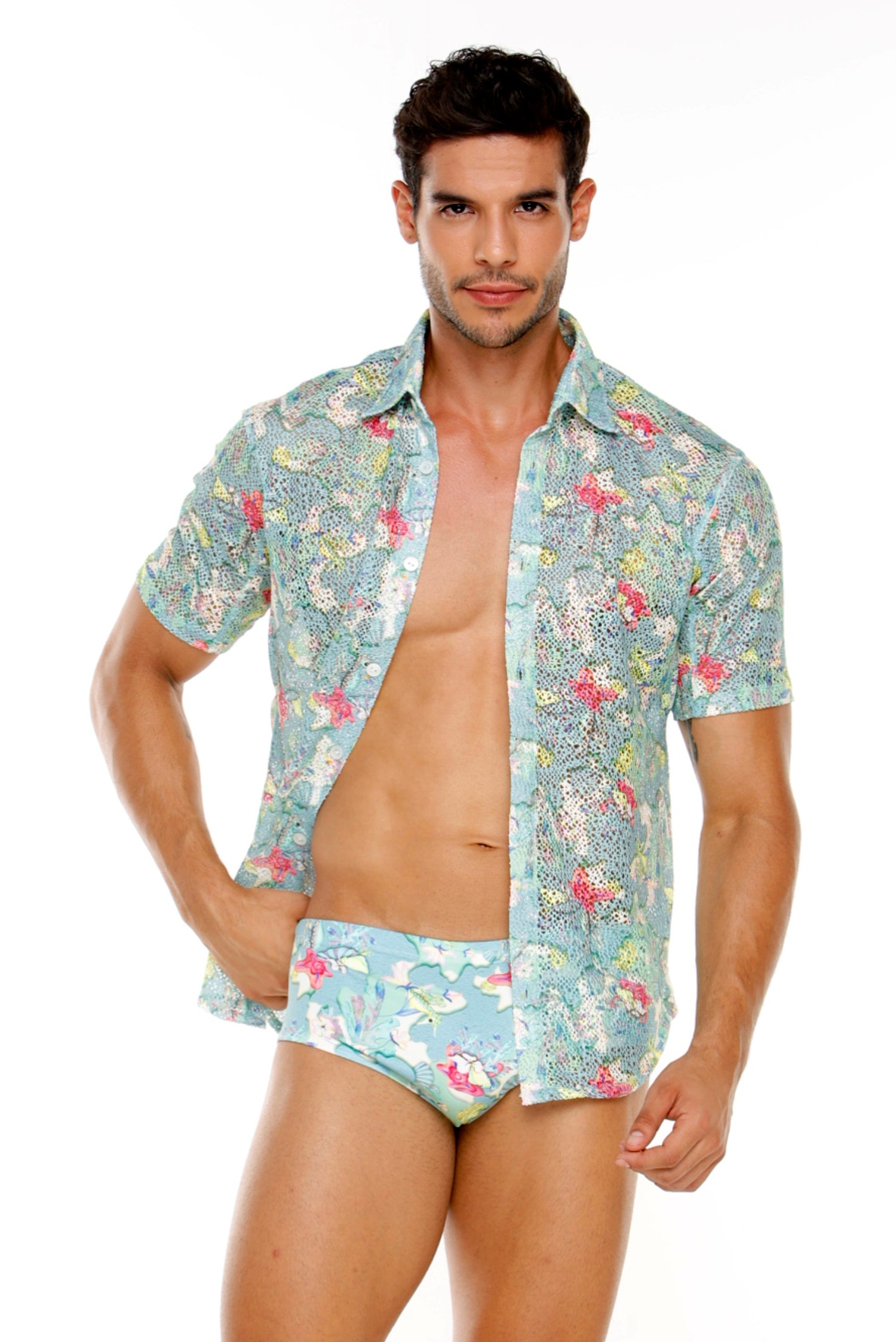 PANTALONETA DE BAÑO EGEO ESTAMPADO MENTA