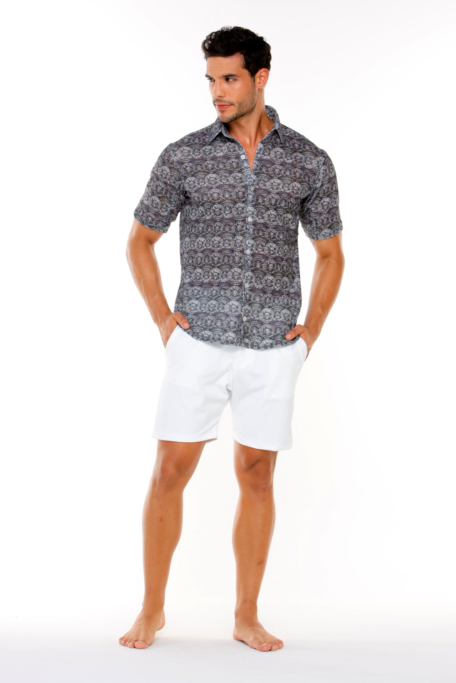 Camisa Papaya en Malla Unisex Estampado Gris