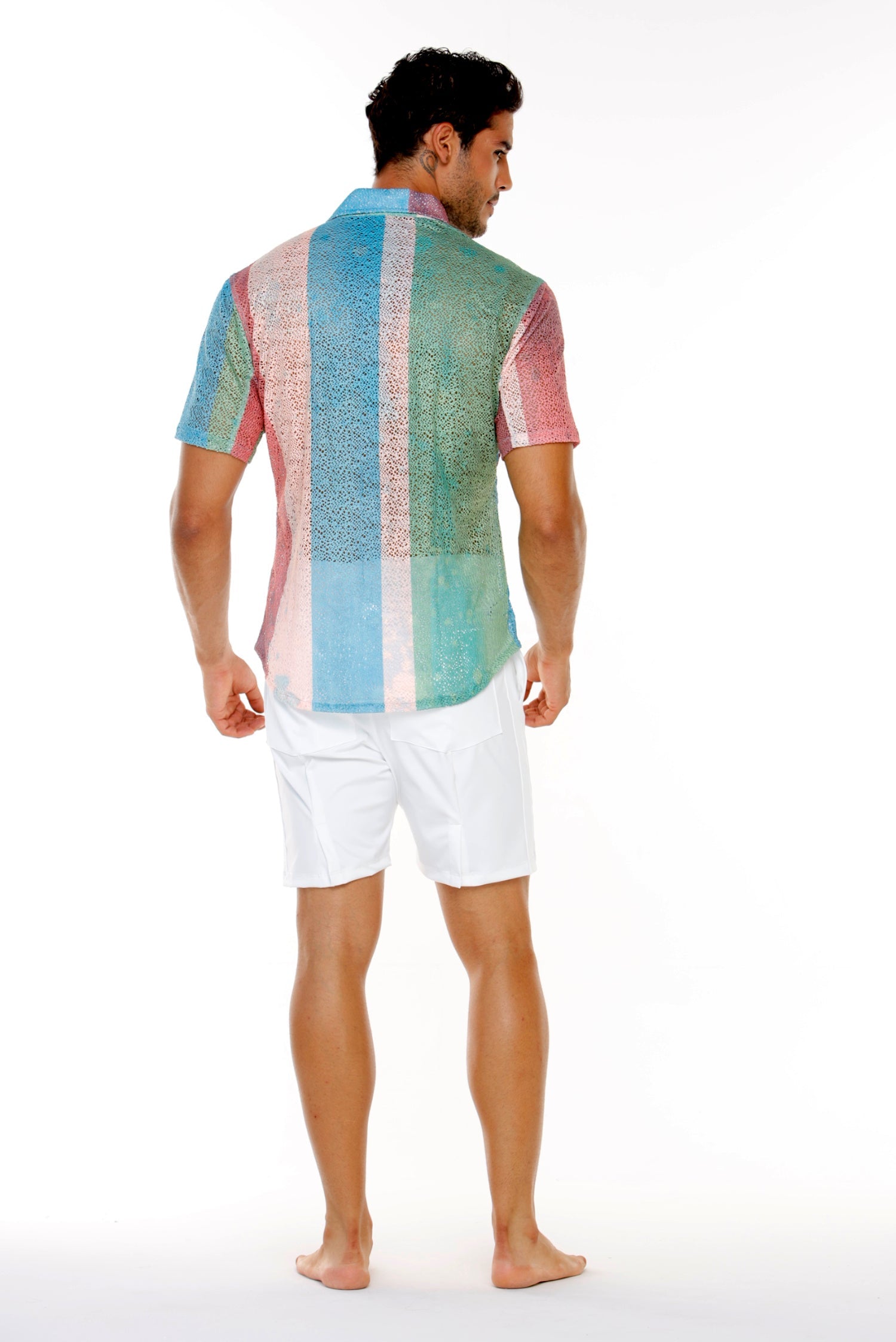 Camisa Papaya en Malla Unisex Rayas Azul