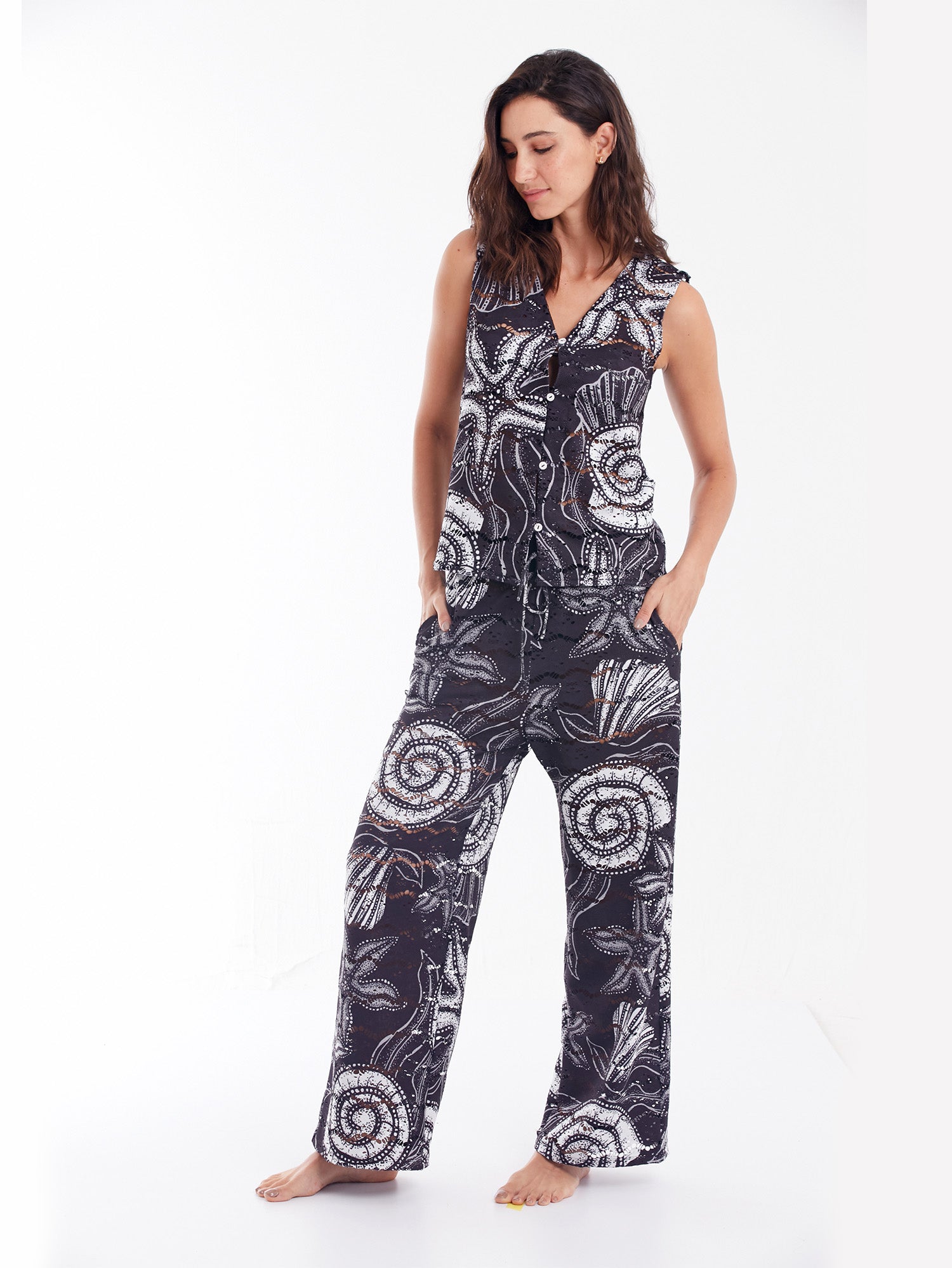 CHALECO TUTI ESTAMPADO NEGRO